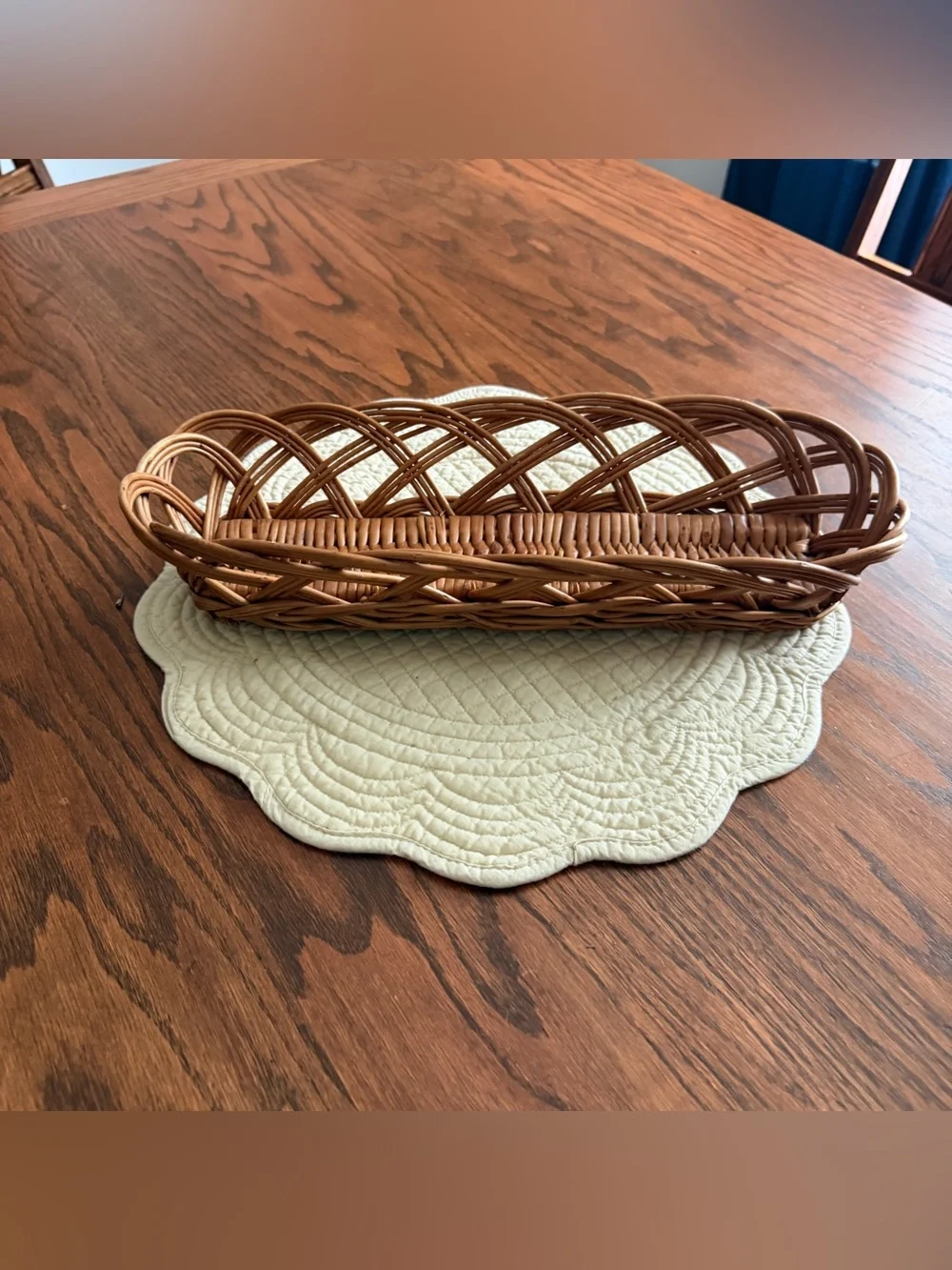 Woven Brown Rattan Bread Basket - Home Accents